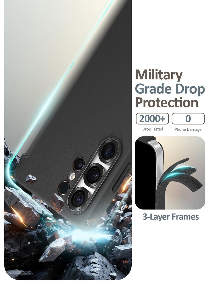 CATANES 2 Pack Leather Case for Samsung Galaxy S26 Ultra, One Case with One Privacy Glass ,  Leather Back Cover, Shockproof Protective Shell, Elegant Matte Finish- Black - Image 3